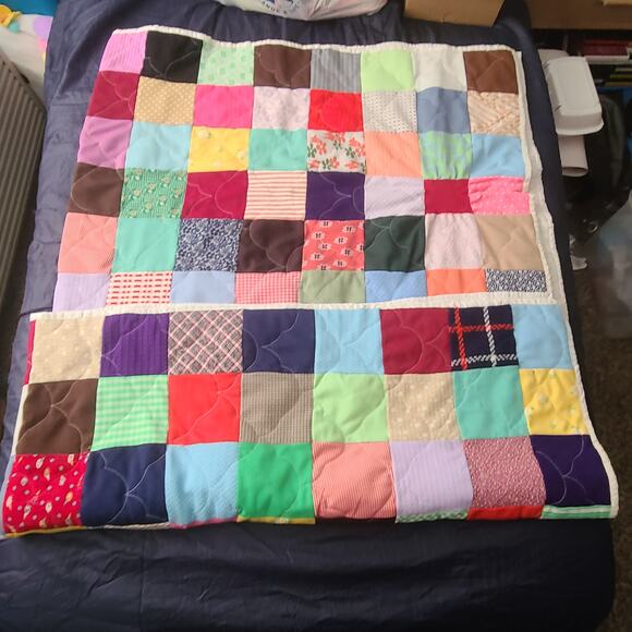 vintage  handmade quilt topper full square block poly opper full square block - Picture 2 of 6